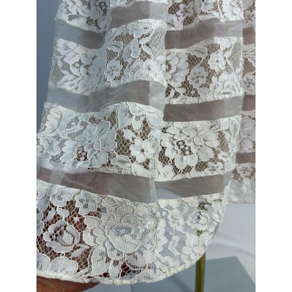 AQUA White Lace Dress Sleeveless Layered Party Cocktail Dress Sz 6 - Picture 4 of 12